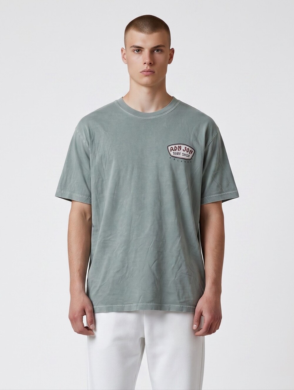Vintage Ron Jon Sage Green Short Sleeve Surf Tee